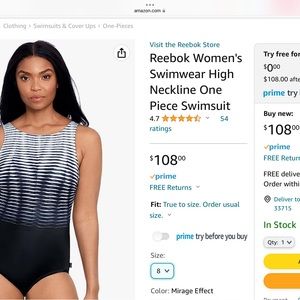 BNWT REEBOK SZ 8 black white mirage 1 pc